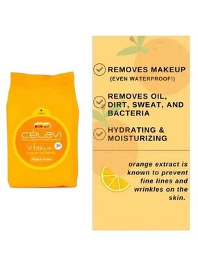 Celavi Vitamin Korean Makeup Remover Cleansing Wipes Removing 30 Towelettes